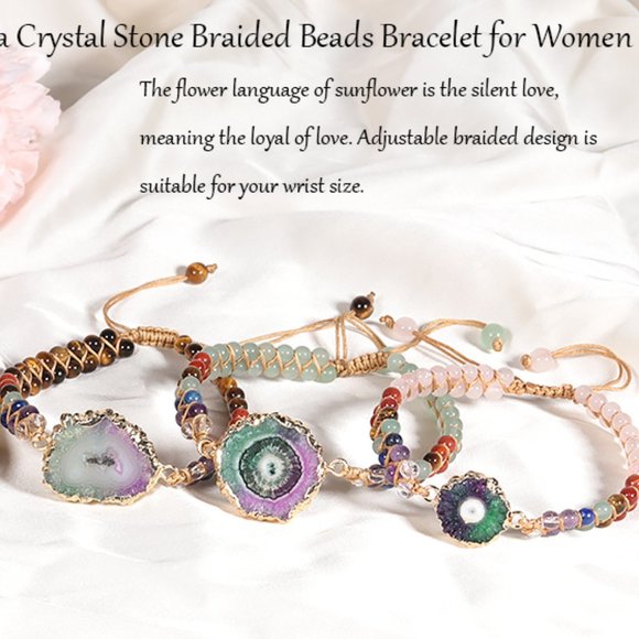 Sunyik Jewelry - SUNYIK 7 Chakra Crystal Sunflower Braided Bracelet